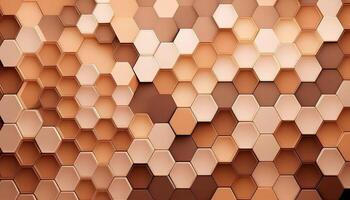 Geometric pattern of orange hexagons in an abstract honeycomb design photo