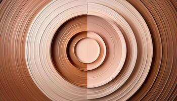 Abstract circular pattern of layered brown and beige wood textures photo