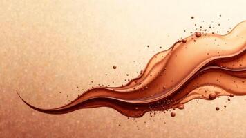 Flowing chocolate splash with bubbles on gradient background photo
