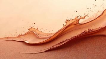 Flowing abstract wave of liquid chocolate with dynamic splashes photo