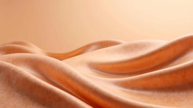 Abstract beige fabric surface with soft flowing waves in mocha mousse smooth textured layers photo