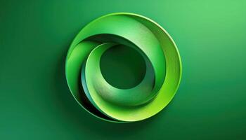 Abstract green circular design with intertwined geometric patterns on a gradient background photo