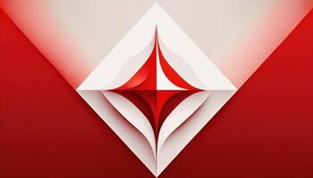 Abstract geometric red and white diamond with symmetrical shapes photo