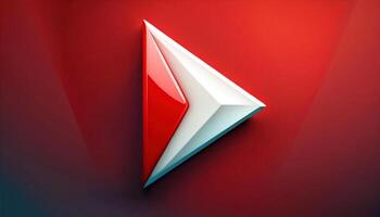 Red and white 3d geometric triangle design on gradient background photo