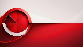 Abstract red and white geometric design with circular shapes photo