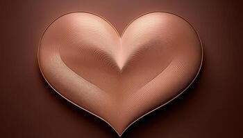 Abstract copper-toned heart sculpture with intricate texture on brown background photo