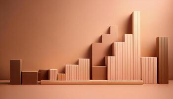 Abstract 3d bar graph in gradient earth tones photo