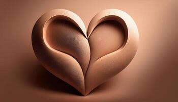Abstract heart sculpture with intricate patterns on warm brown background photo