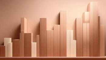 Minimalist beige bar graph with vertical rectangular blocks on neutral background photo