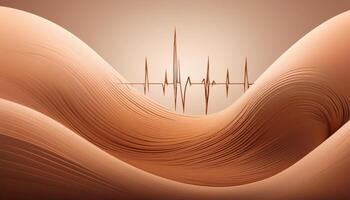 Abstract wavy texture with heartbeat line in warm earth tones, mocha mousse color photo