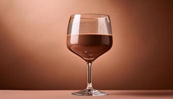 Elegant glass of chocolate milk with gradient brown background photo
