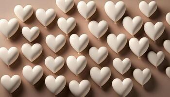 Seamless pattern of white heart-shaped balloons on beige background photo