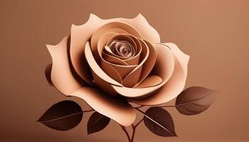 Elegant bronze rose with detailed petals on gradient background photo