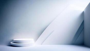 Modern minimalist design with white geometric shapes in abstract space photo