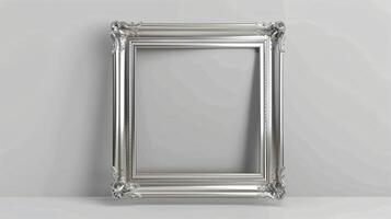 Ornate Silver Frame on Minimalist Background for Artwork Display photo