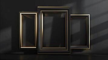 Elegant Gold-Finished Frames Displayed Against Dark Background photo