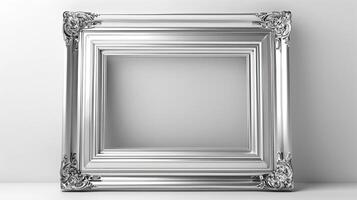 Elegant Silver Picture Frame with Intricate Design and Empty Space photo