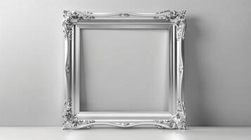 Ornate Vintage Picture Frame on Neutral Background for Art Display photo