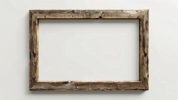 Rustic Wooden Frame on Blank Background for Artwork Display photo