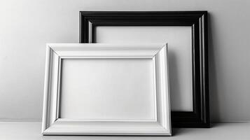 Blank picture frames on white background for creative design use photo