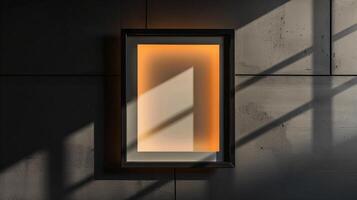 Minimalist Frame with Soft Lighting Against a Dark Wall Surface photo