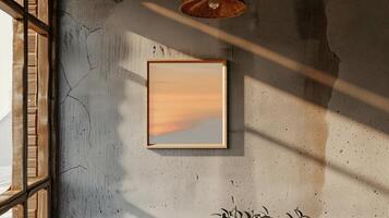 Minimalist Interior with Framed Artwork and Soft Lighting Effects photo