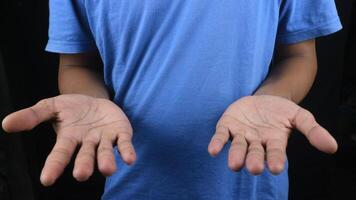A close up of a person's open palm hand photo