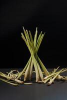 Lemon grass isolated on black background, high resolution photo. photo