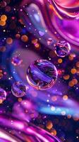 Colorful abstract floating orbs with bokeh light effects, vertical shot photo