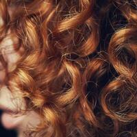 Intricate Close-Up of Beautiful Curly Hair Showcasing Luscious Copper Tones and Texture photo
