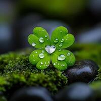 A four leaf clover with a heart in the middle of it photo