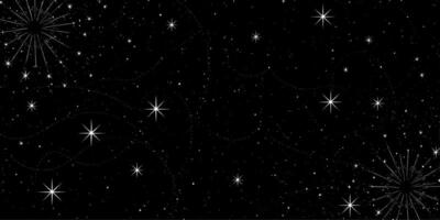 A black and white image of stars and fireworks vector