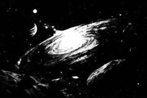The black and white image shows a black and white image of a galaxy vector
