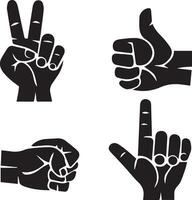A set of unique hand silhouettes with different styles and shapes vector