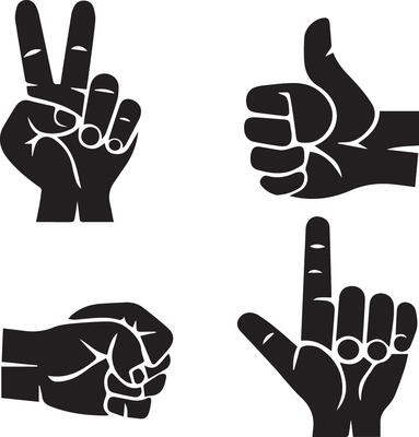 A set of unique hand silhouettes with different styles and shapes