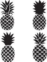 A set of pineapple silhouette image vector