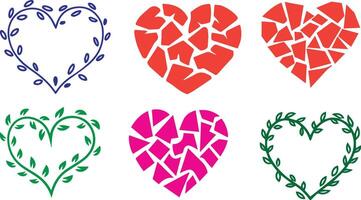 a illustration featuring a set of four unique heart-shaped silhouettes vector