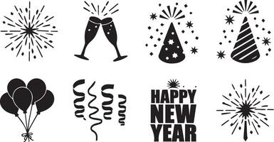 Happy new year design element set vector