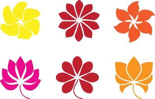 A set of unique floral-inspired flat color elements vector