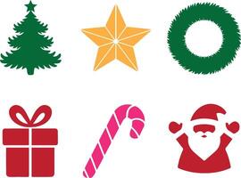 Merry christmas design element set like tree, star, giftbox vector