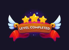 Cartoon game asset or icon, Level Completed badge vector