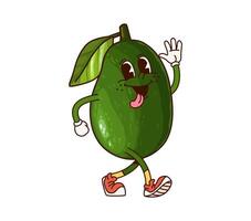 Groovy avocado character with sticking tongue vector