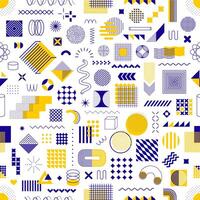 Geometric memphis shape elements seamless pattern vector