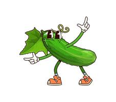 Groovy cucumber vegetable funny character vector
