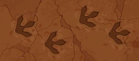 Prehistoric dinosaur fossil footprints background vector
