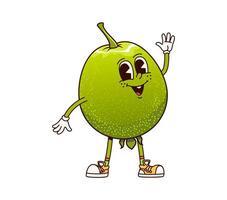 Groovy guava fruit character, funny retro cartoon vector