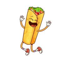 Fastfood groovy shawerma happy smiling character vector