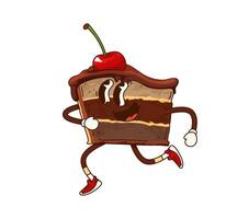 Funny groovy cake character with chocolate glaze vector