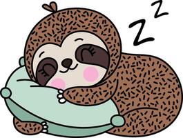 Cute sloth sleeping with pillow vector