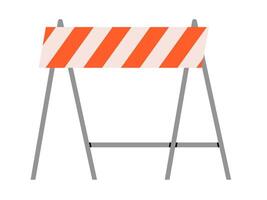 Hand drawn cute cartoon illustration traffic barrier. Flat road warning or caution sign in colored doodle style. Attention striped barricade icon. Stop signal. Settings or fix problem. Isolated vector
